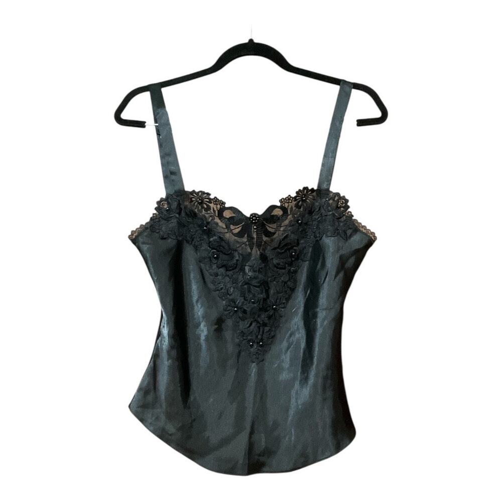Y2K Tank Women Black Lace Beaded